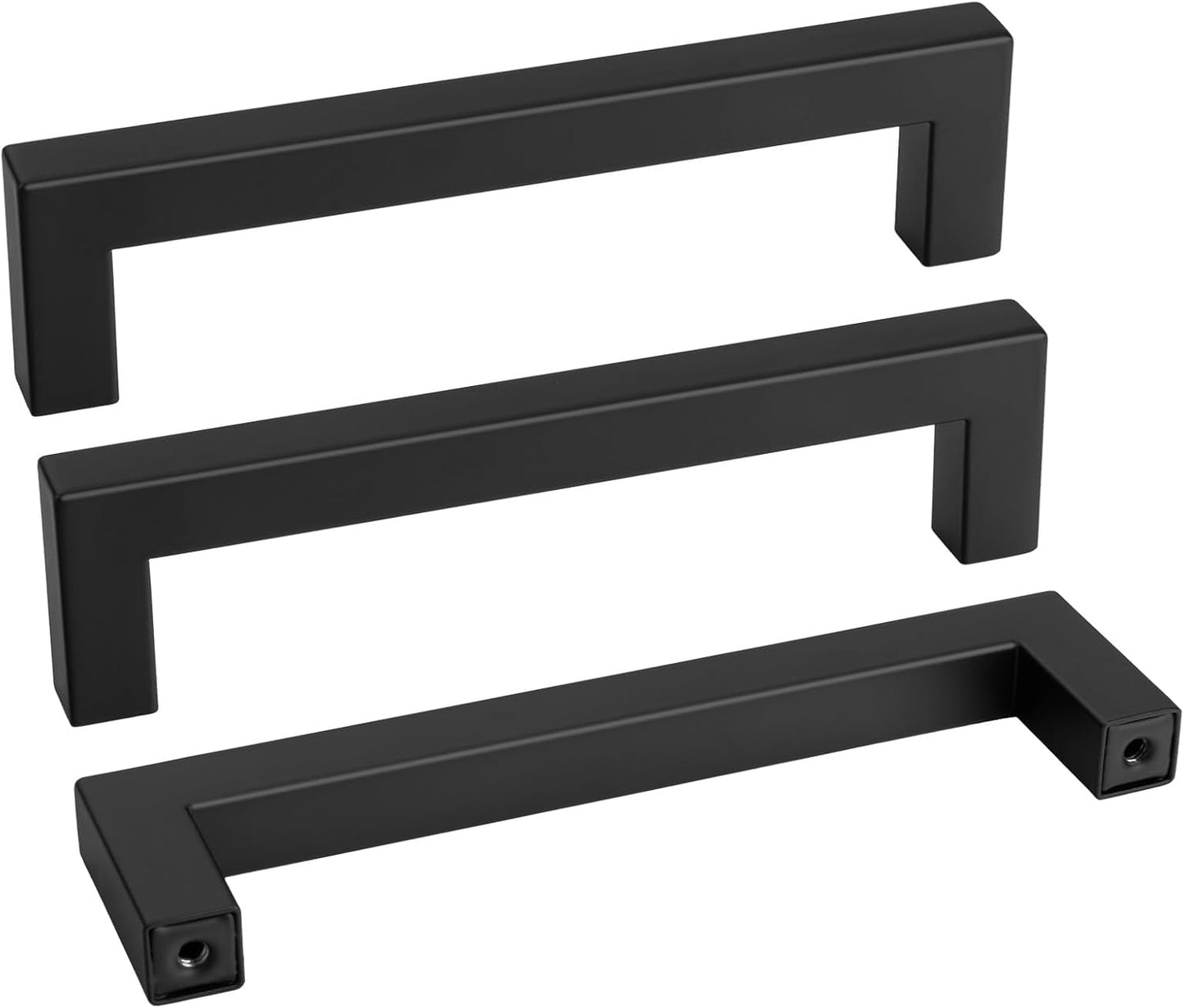 goldenwarm 60 Pack 5 Inch Black Cabinet Handles - Matte Black Drawer Pulls Stainless Steel - 128mm Cabinet Hardware Square Bar Modern Cabinet Pulls for Kitchen Bathroom Cupboard