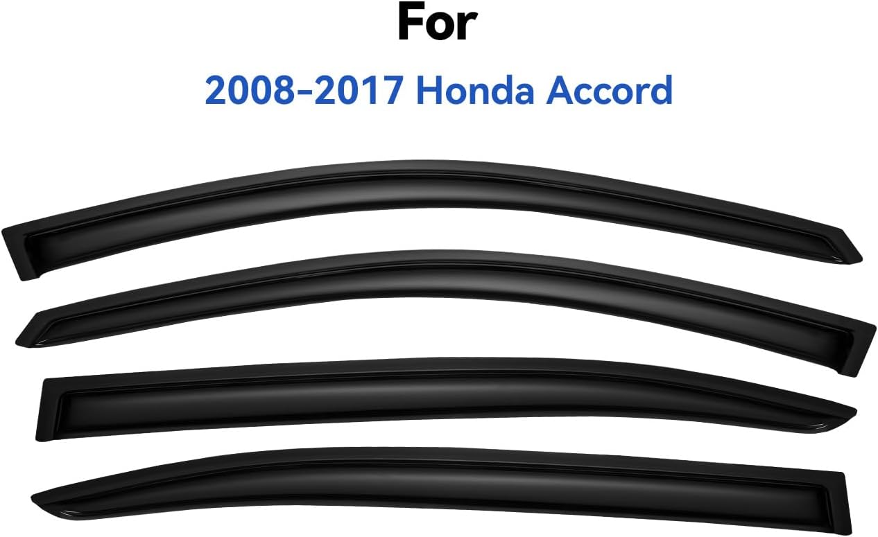Window Visors Rain Guards Shield for 2008-2017 Honda Accord, Out-Channel Window Vent Wind Deflectors Visors Shades for 08-17 Accord 4Door Sedan