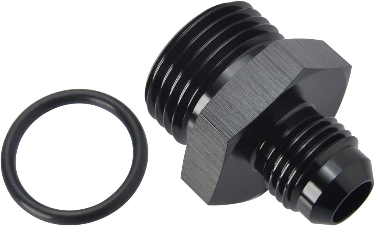 8AN Male Flare to 12AN 12 ORB O-ring Boss Fuel Rail Adapter Fitting Aluminum Black
