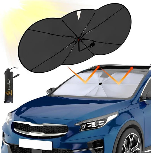 EcoNour Car Windshield Sunshade Umbrella | Foldable Windshield Sun Shade Cover | Front Car Window Shade for Maximum UV Rays & Heat Protection | 240T Polyester Umbrella Sunshade