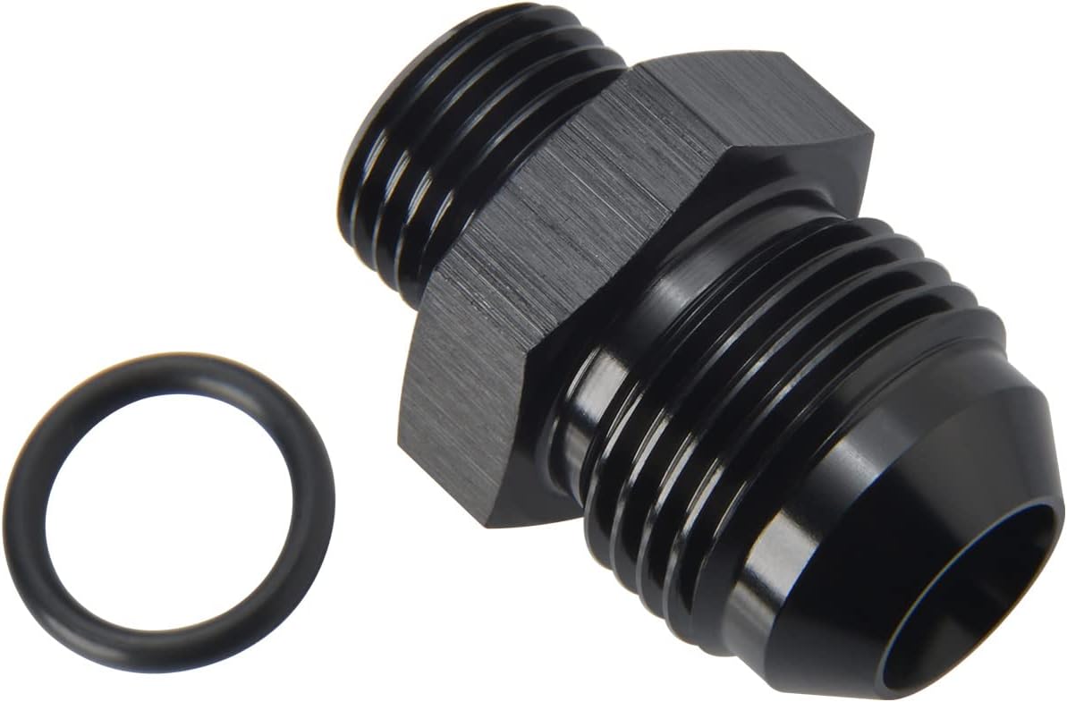 8AN Male Flare to 6AN ORB O-ring Boss Fuel Pump Rail Adapter Fitting Aluminum Black