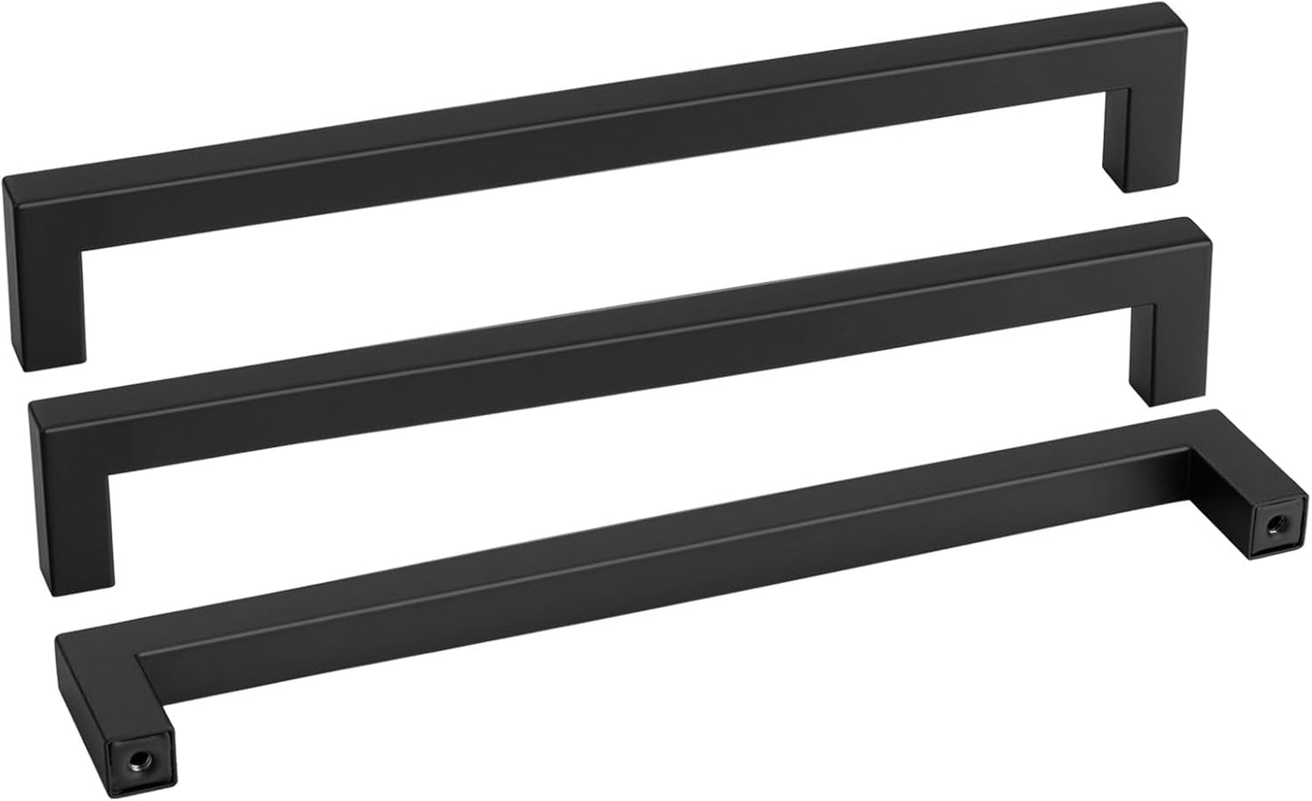goldenwarm 50 Pack 12 3/5 Inch Black Cabinet Handles Matte Black Drawer Pulls Stainless Steel Cabinet Hardware Square Bar Modern Cabinet Handles for Kitchen Bathroom Cupboard