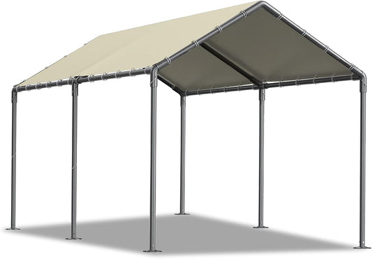 Carport 10x20ft Heavy Duty Car Tent, Portable Garage, Car Shelter, All-Season Tarp Tent for Car, Party，Beige