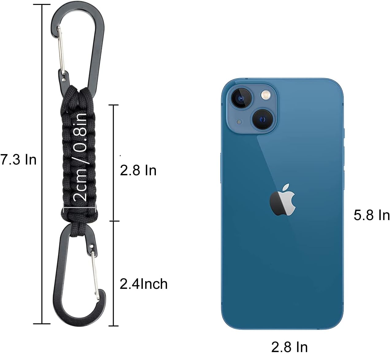 BRAVESHINE Paracord Keychain Carabiner Clip, D Ring Lanyard Hanger Stroller Hook for Water Bottle, Key, Backpacks, Men, Women