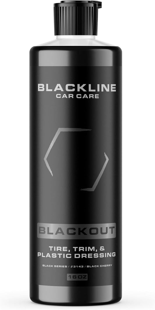Blackline Car Care - Blackout Trim and Tire Dressing for Plastic, Rubber, Vinyl, and Tires Safe for Cars, Trucks, SUVs & More - 16 fl OZ