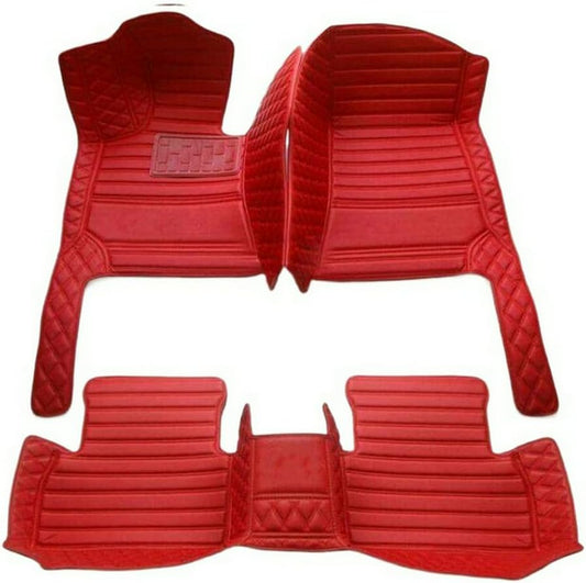 Customized personalized car floor mats, all-weather luxury car floor mats, waterproof and anti slip leather car floor mat lining, 95% customized car, truck, and SUV floor mats (Red Double Pinyin)