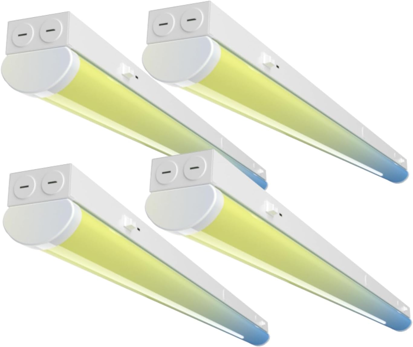 4FT LED Linear Strip Light, LED Shop Lights 30W/35W/40W Selectable,4 Color Selectable 3500K-6500K Adjustable,0-10V Dimmable Commercial Garage Office Ceiling Light Fixture, ETL DLC Listed (4 Pack)