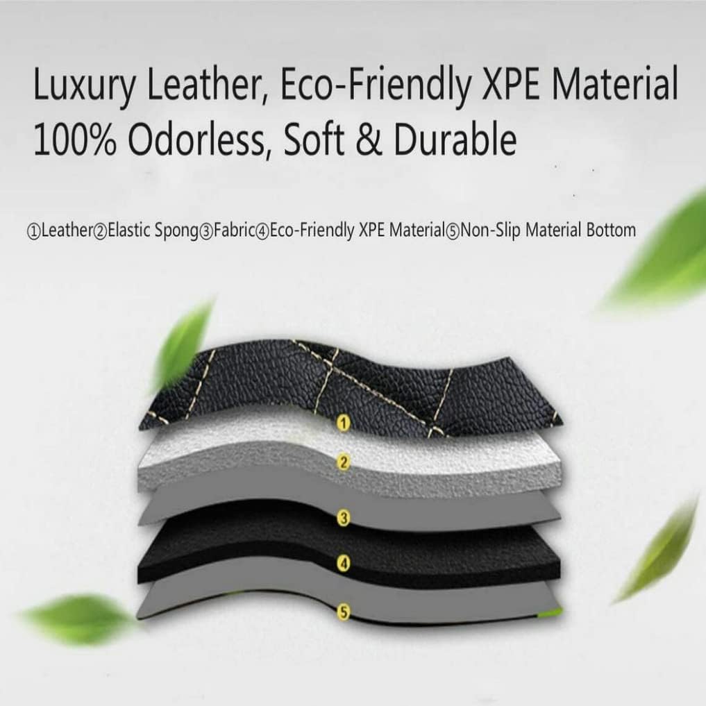 Custom All-Weather Protection Leather Car Floor Mats for Cars Sedan SUV Sports Car Waterproof Floor Mat (Black-Beige)