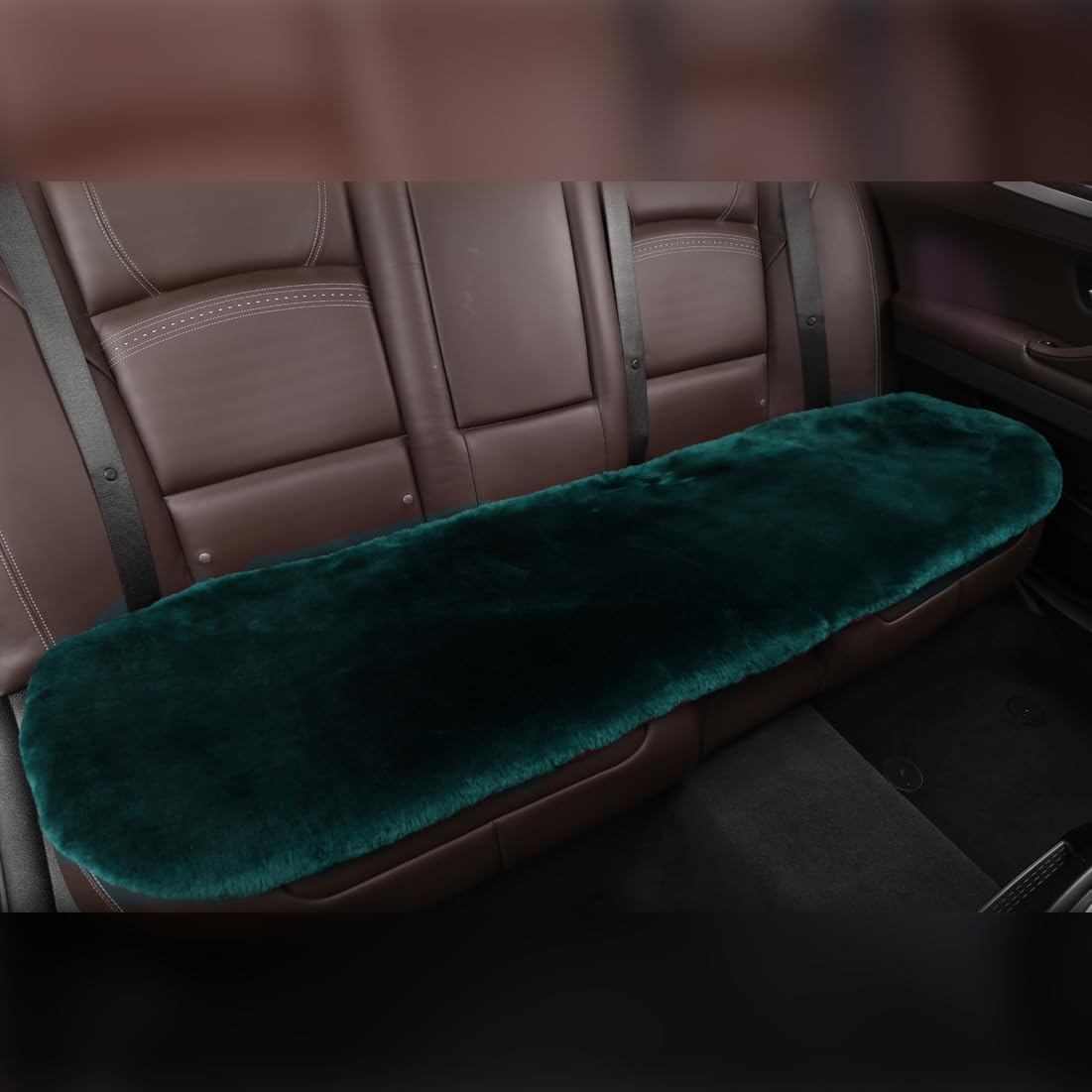 Fluffy Genuine Australia Sheepskin Car Back Seat Cover for Auto Rear Interior Accessories Seat Cushion with Soft Fuzzy Wool Natural Fur Non-Slip (Alpine Green, Back)