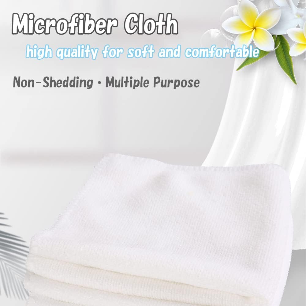 Microfiber Cleaning Cloth-50Pcs (13x13 inch) Ultra Soft Highly Absorbent Rags, Reusable Lint-Free Cleaning Towels for Housekeeping-Machine Wash (White)