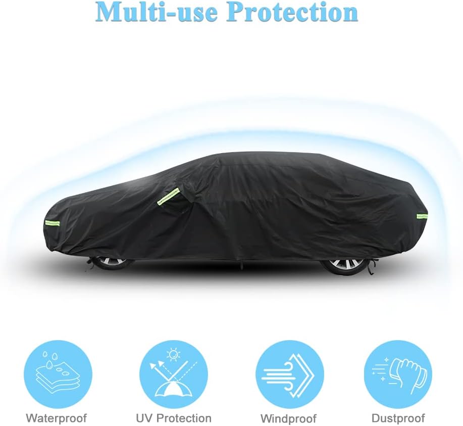 Car Cover Custom Fit for Toyota Corolla, Waterproof All Weather Full Exterior Cover Rain Snow UV Protection Cover with Door Zipper