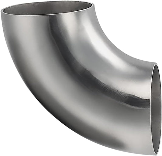 Cotonake OD 3.5 Inch 90 Degree SS304 Stainless Steel Bend Tube Exhaust Elbow Pipe for Car Modified Exhaust System 3.5" Piping Silver Tone，Stair Handrail (1pcs)