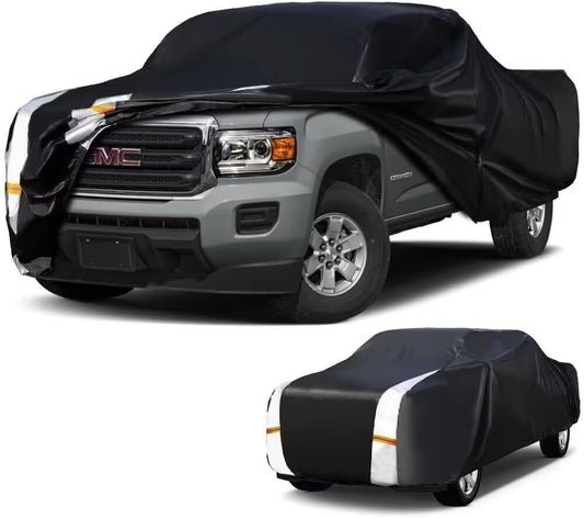 GMC Canyon Truck Cover Custom Fit 2004-2025 Extended/Crew Cab SB (5'-6.1') with Door Zipper, 12 Layers Full Exterior Pickup Truck Cover Waterproof All Weather, for Wind Dust Sun and UV Protection.