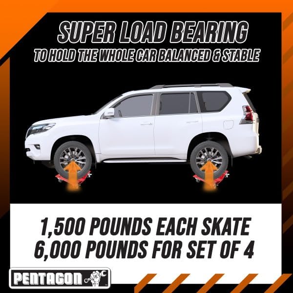 Car Wheel Dolly Set of 4 - 16x12” Heavy Duty Antiskid Car Dolly Tire Skates with 6000lb Capacity - 360 Degree Rotatable Wheel Dollies for Cars, Trucks, Trailers, Motorcycles or Boats