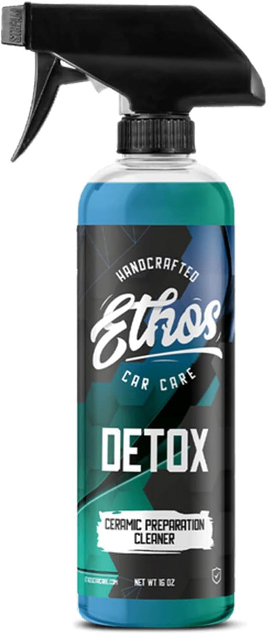 Ethos Detox - Ceramic Coating Prep Spray, Panel Wipe, Glass Cleaner - Prep Ceramic Coating, Wax, or Sealant - Multi-Purpose Formula - Leaves Nothing But the Shine