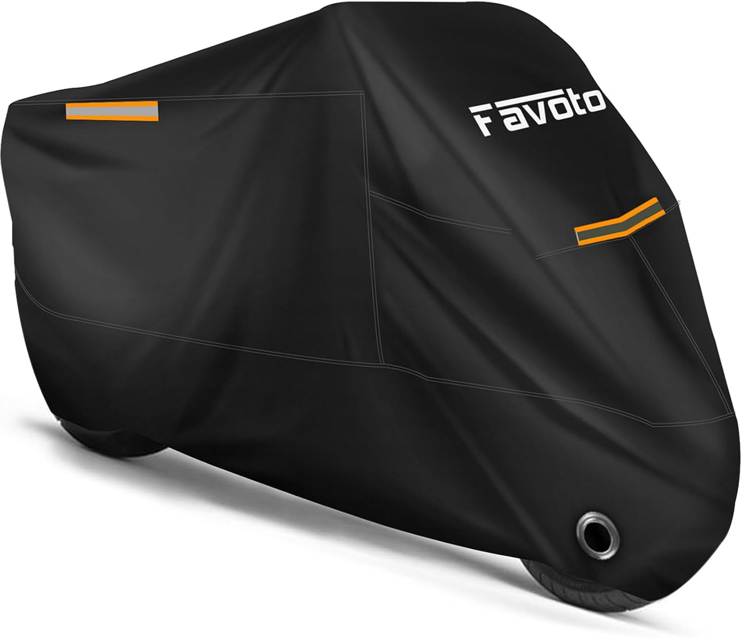 Favoto Motorcycle Cover Reflective Stripe Waterproof Outdoor Protection All Season Universal Premium Vehicle Cover with Lock-Holes & Storage Bag Fits up to 104" Motorcycles