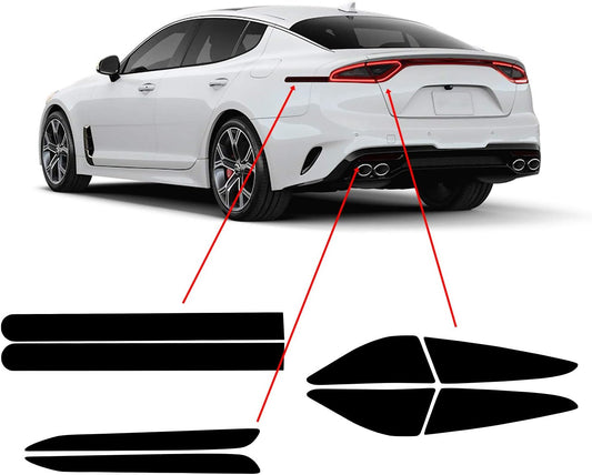 BOGAR TECH DESIGNS Tail Light Sidemarkers Rear Reflectors Lamp Precut Tint Kit Compatible with and Fits Kia Stinger GT (ONLY) 2018-2021, Dark