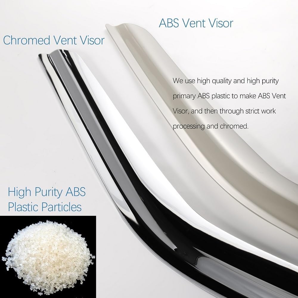 94975Y Chrome Side Window Visor Wind Vent Deflector for 2015-2022 Ford F150/F250/F350 Super Duty Crew(Supercrew) cab,4pc Outside Mount Style Sun Rain Guards