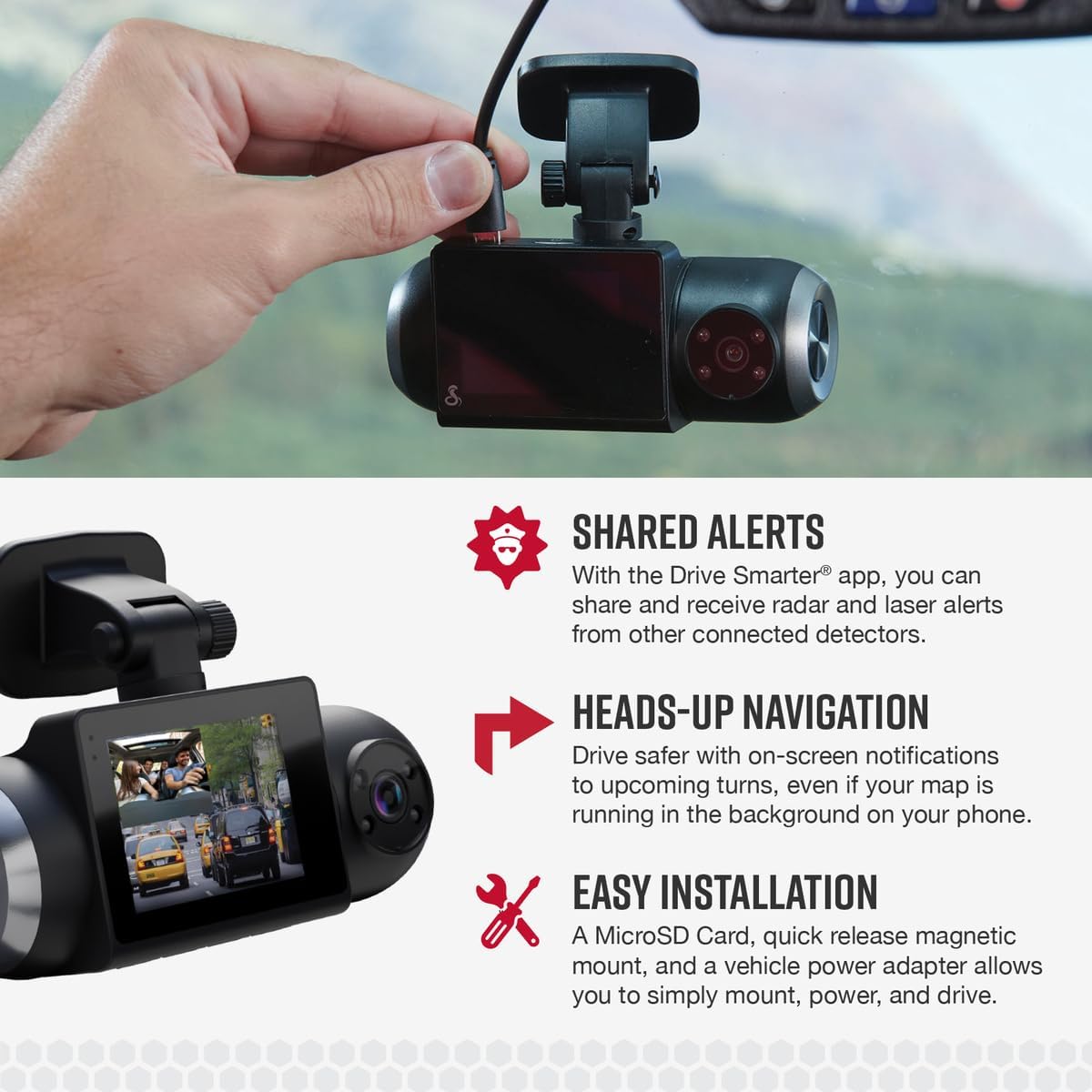 Cobra Smart Dash Cam with Interior Cam (SC 201) - Full HD 1080P Resolution, Built-in WiFi & GPS, Live Police Alerts, Incident Reports, Emergency Mayday, Drive Smarter App, 16GB SD Card Incl.