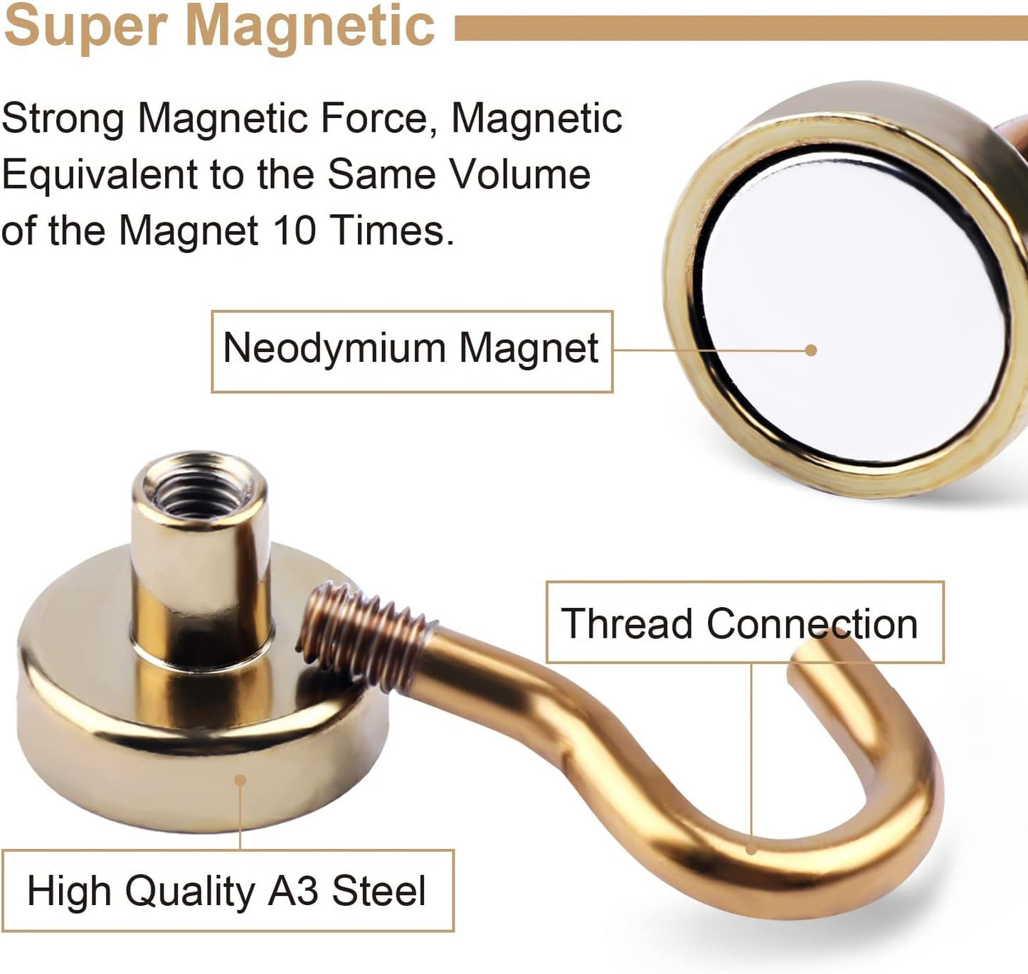 DIYMAG Magnetic Utility Hooks, 30Lbs Heavy Duty Rare Earth Neodymium Magnet Hooks with Nickel Coating for Kitchen, Garage, Cruise, Classroom, Workplace and Office etc, 3 Packs (Yellow)