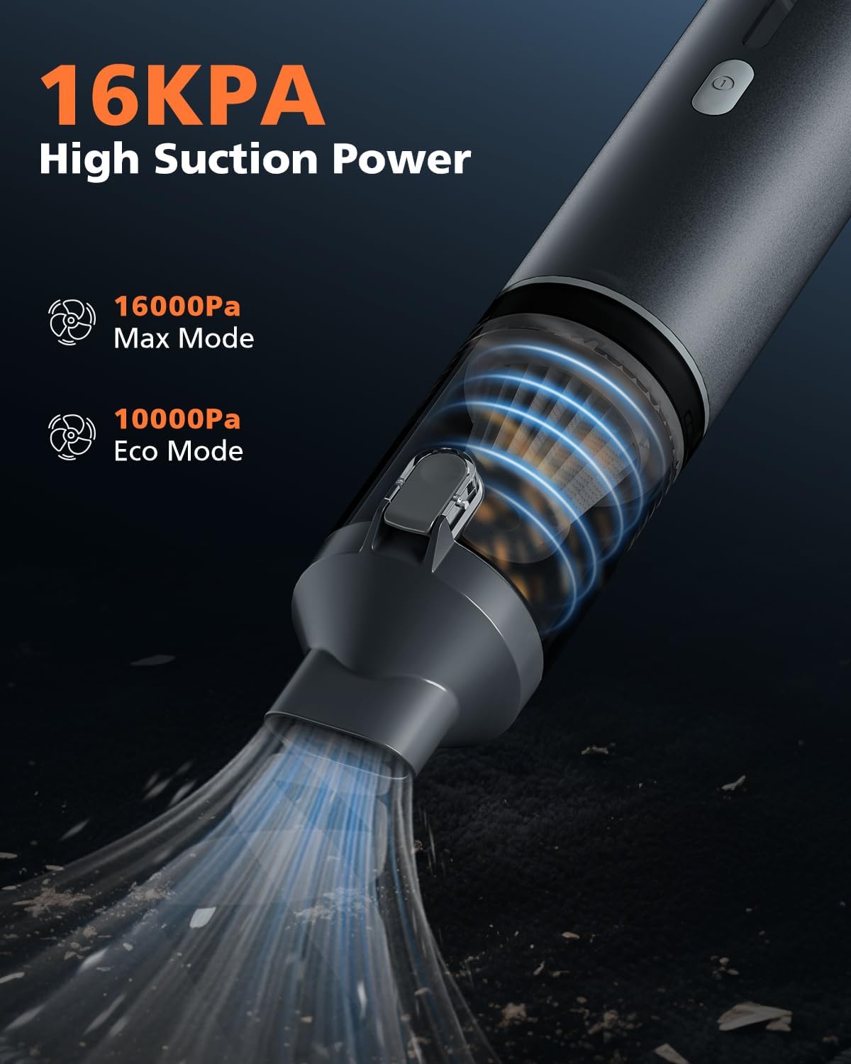 Car Vacuum Portable with 16000Pa Powerful Suction, Handheld Vacuum Cordless Rechargeable Blow & Suction 4 in 1, Small Vacuum Cleaner for Car, Home, Office, Outdoor (Grey)