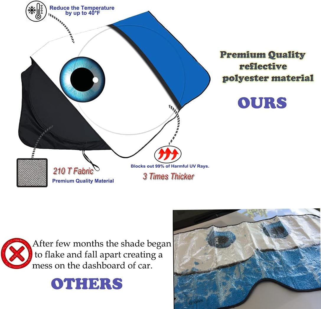 Gven Windshield Sun Shade The Original Patented Car Eyes 2025 Windshield Cover Sun Visor Automotive Interior Sun Protection Front Window Protector Blocks UV Rays Keep Your Vehicle Cool (Blue, S)