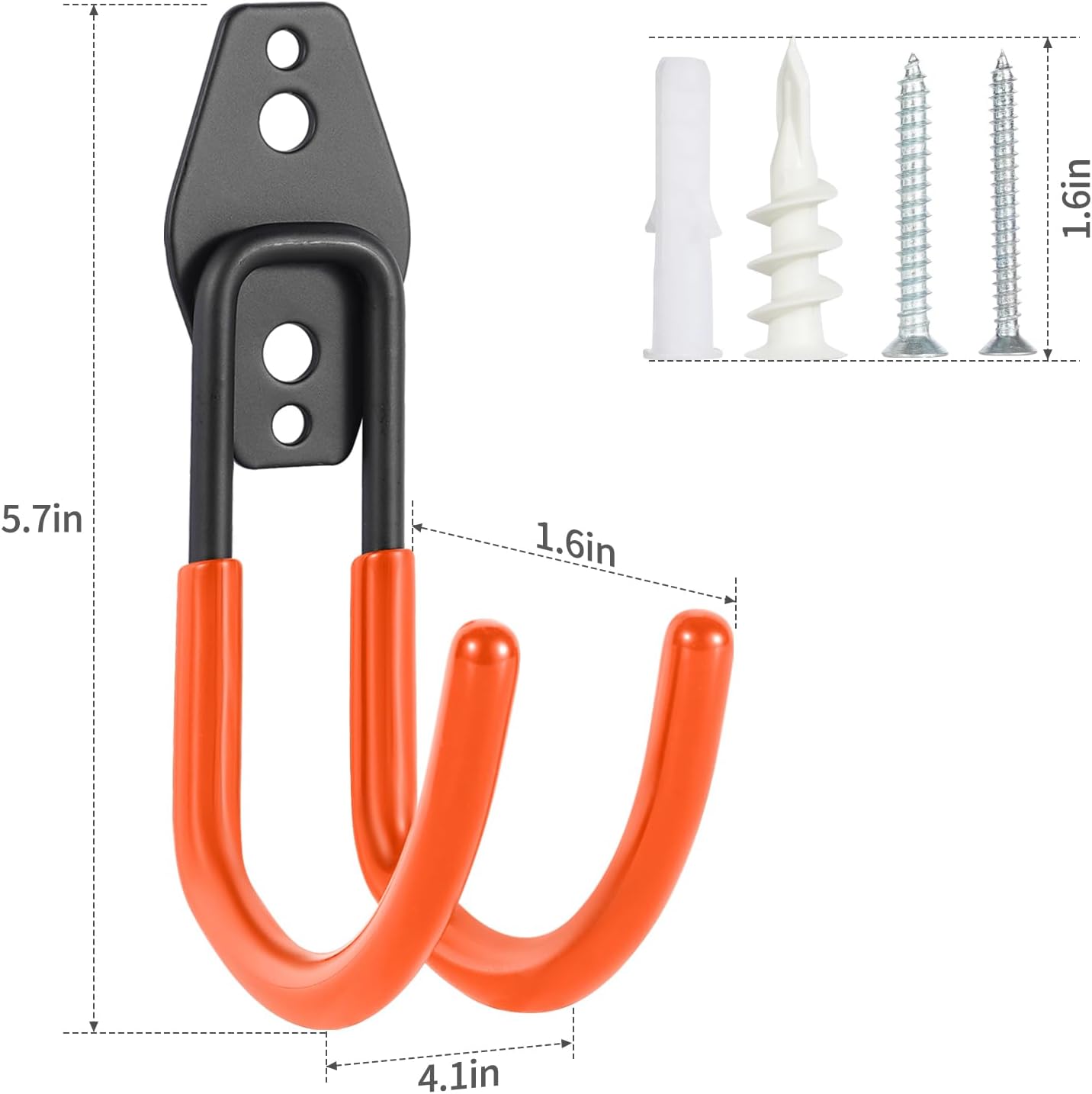 Hose Hanger Wall Mount 2 Pack,Heavy Duty Hose Holder with Screws Metal Hose Hangers for Outside,Hose Rack Suitable for Garage,Garden and Yard