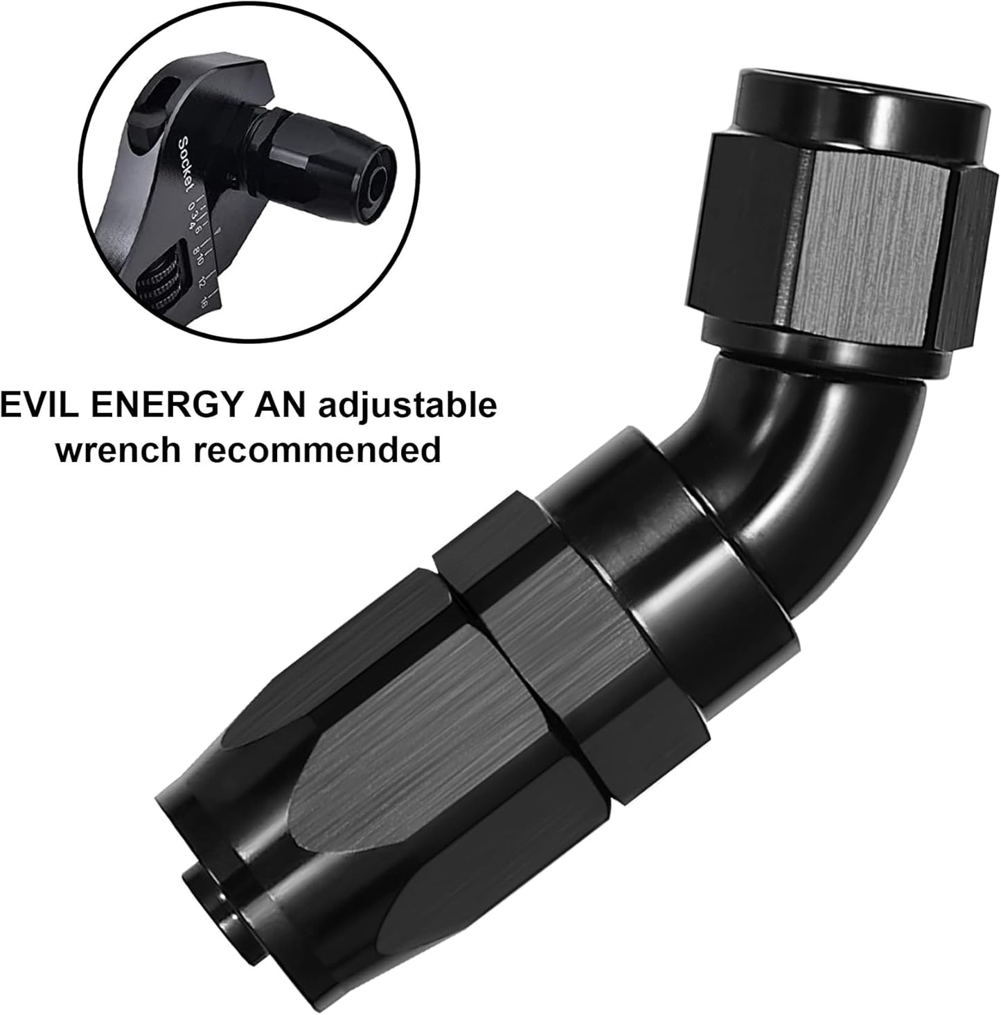 EVIL ENERGY 6AN 45 Degree One Piece Full Flow Hose End Fitting Swivel For CPE Braided Hose