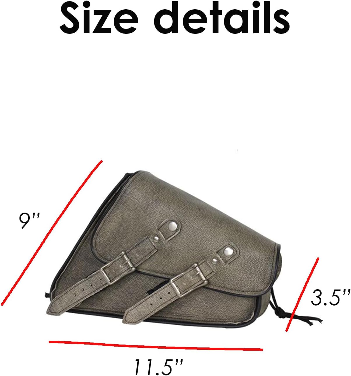 GARGOYLE BELLS Premium Naked Leather Swing Arm Bag For Motorcycle Left Side Solo Bags Saddle Bags For Softails Choppers (Style-2, Brown)