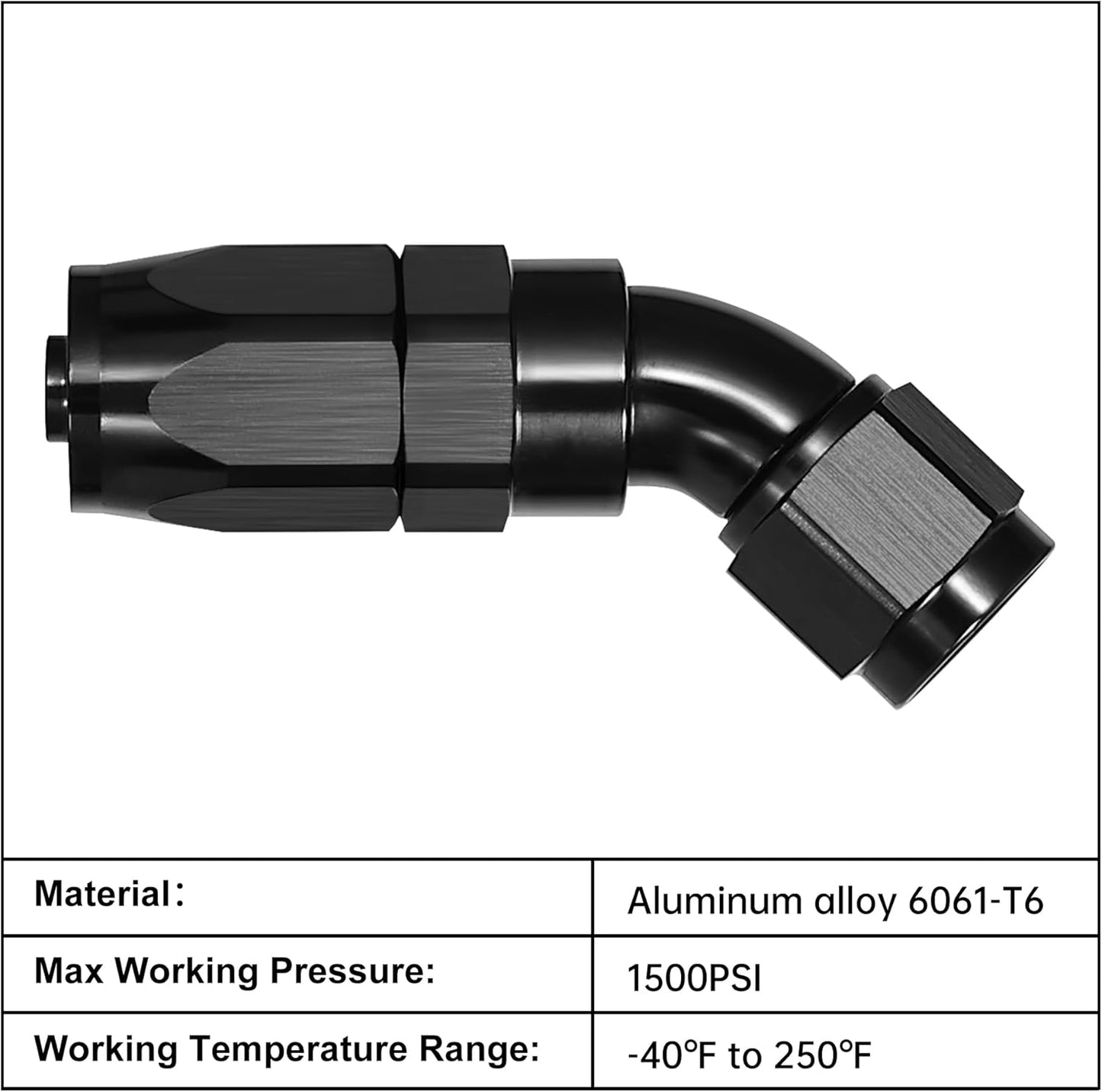 EVIL ENERGY 12AN 45 Degree One Piece Full Flow Hose End Fitting Swivel For CPE Braided Hose