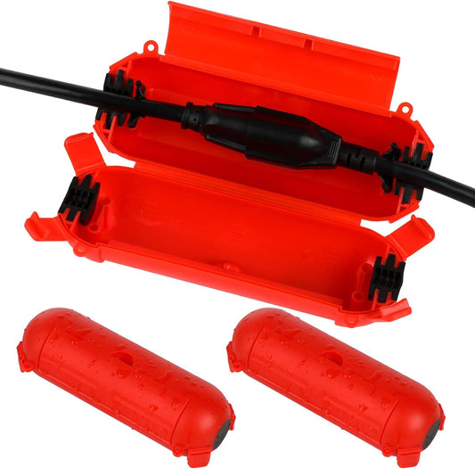 Flemoon [3 Pack] Outdoor Extension Cord Safety Cover with Waterproof Seal, Weatherproof Electrical Connection Box to Protect Outdoor Outlet, Plug, Socket, Christmas Holiday Decoration Light, Red