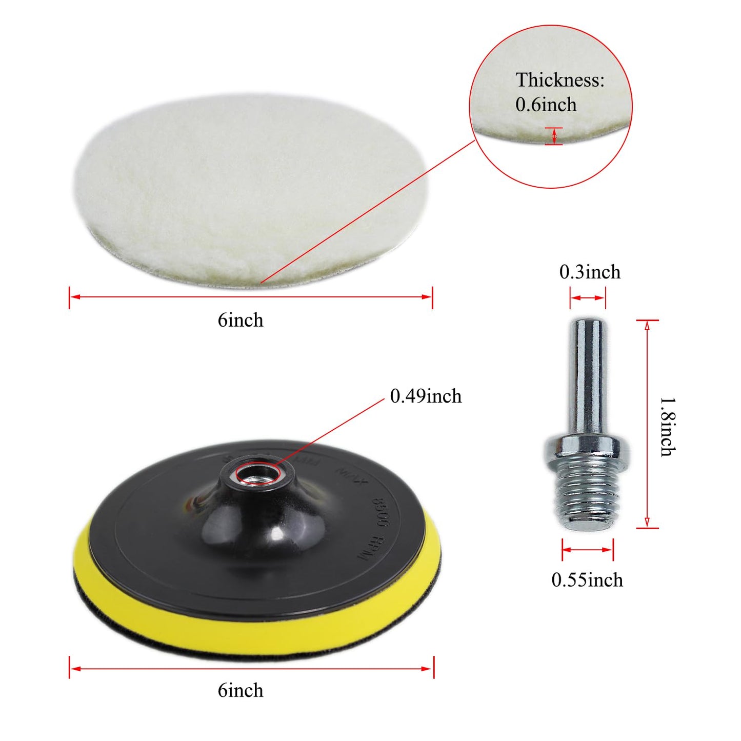 Car Foam Polishing Buffing Kit,Polishing Buffing Pads,Wool Pads,Polishing & Buffing Wheels,for Headlights & Car Body Car Foam Car Wax & Buffer Kits (6)