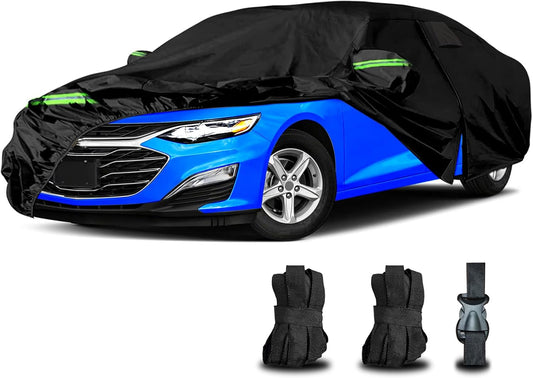 Car Cover Waterproof All Weather for Automobiles, Universal Heavy Duty Outdoor Sedan Car Covers Tarp for Sun Rain UV Protection Full Exterior Covers 190T Oxford Cloth 186 to 193 Inch