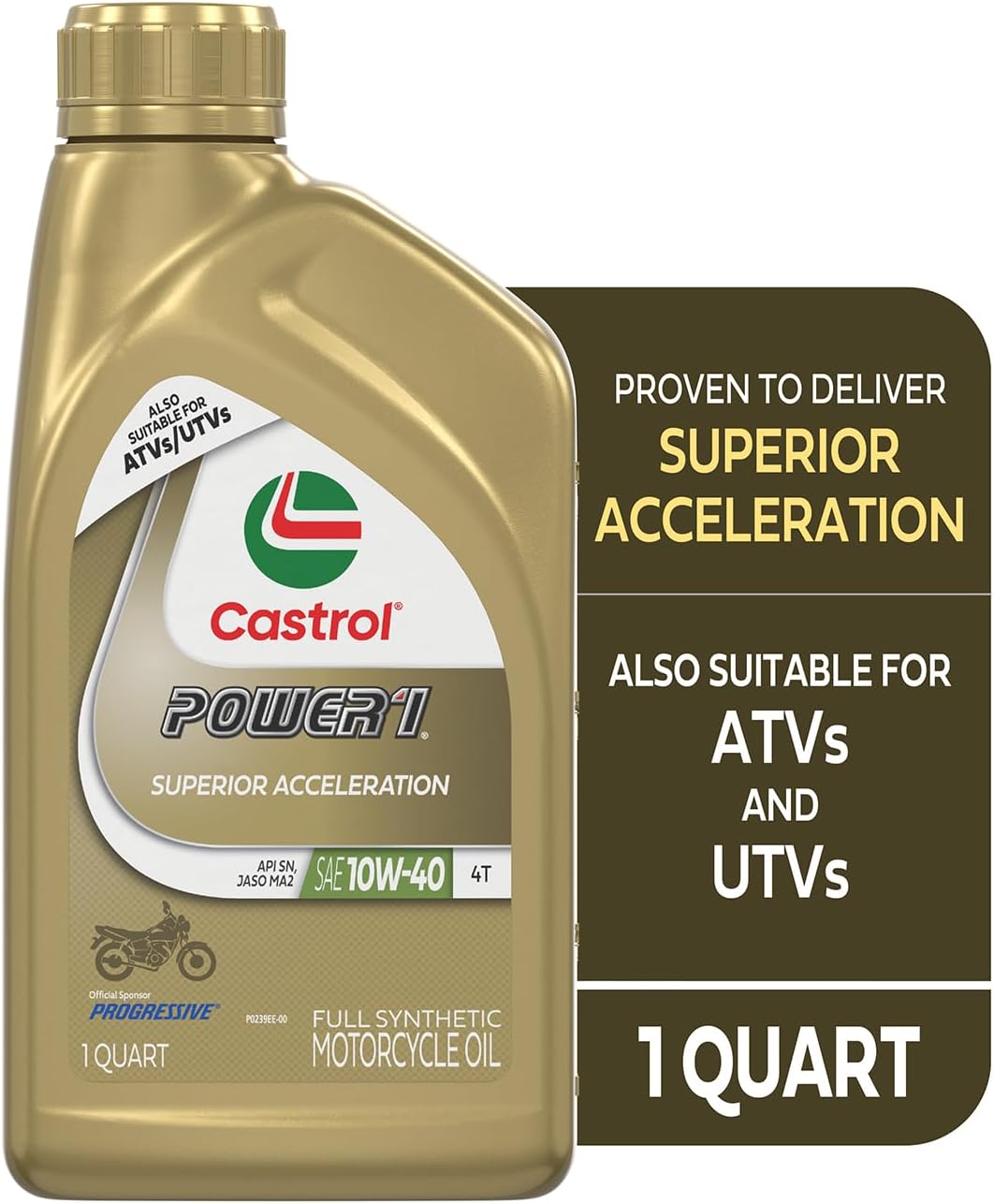 Castrol Power1 4T 10W-40 Full Synthetic Motorcycle Oil, 1 Quart, Pack of 6