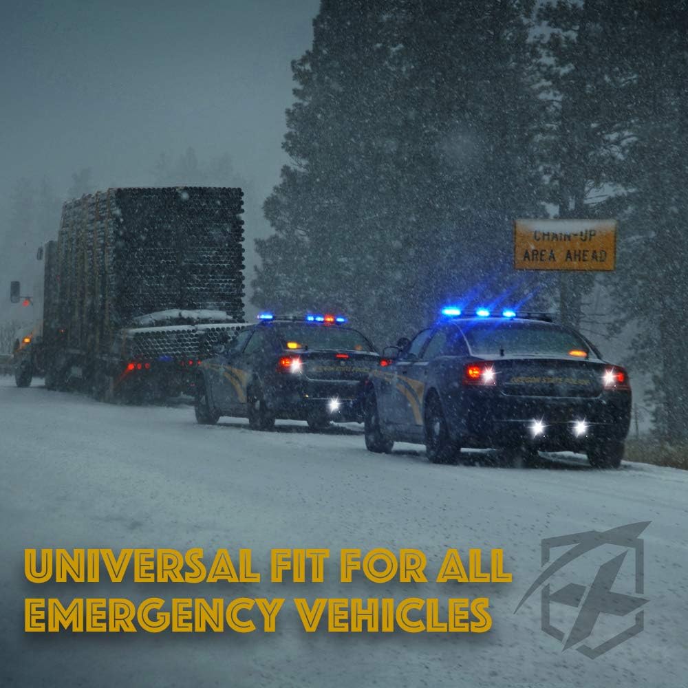 Xprite White LED Hideaway Emergency Strobe Lights Kit, 20 Flashing Modes w/Controller Headlights Taillights Fog Light Mounting, Hazard Warning Caution Light for 12V Vehicles Pickup Trucks Vans 6PCS