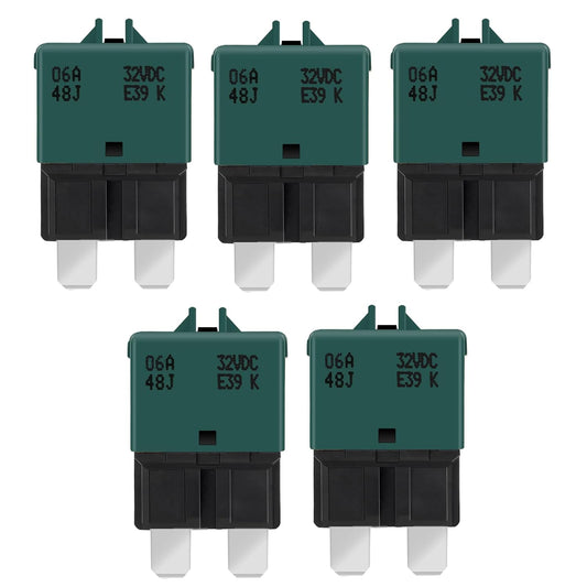 GLOSO Circuit Breaker E39 (T3) Manual Reset Fuse for Car Truck RV Automotive Marine Boat Trolling motor & Custom Wiring Audio battery protection/Low Profile ATC/ATO (6A - 5 Pack)
