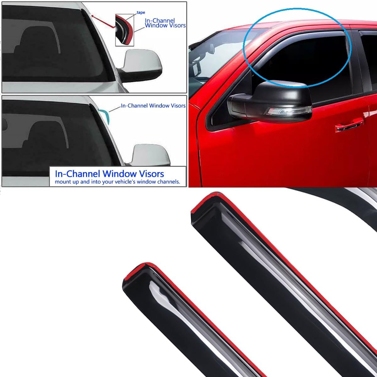 Original Side Rain Guards, 4pcs in-Channel Nice Wind Deflector Set, Window Visors Compatible with 2013-2019 Nissan Pathfinder 194479