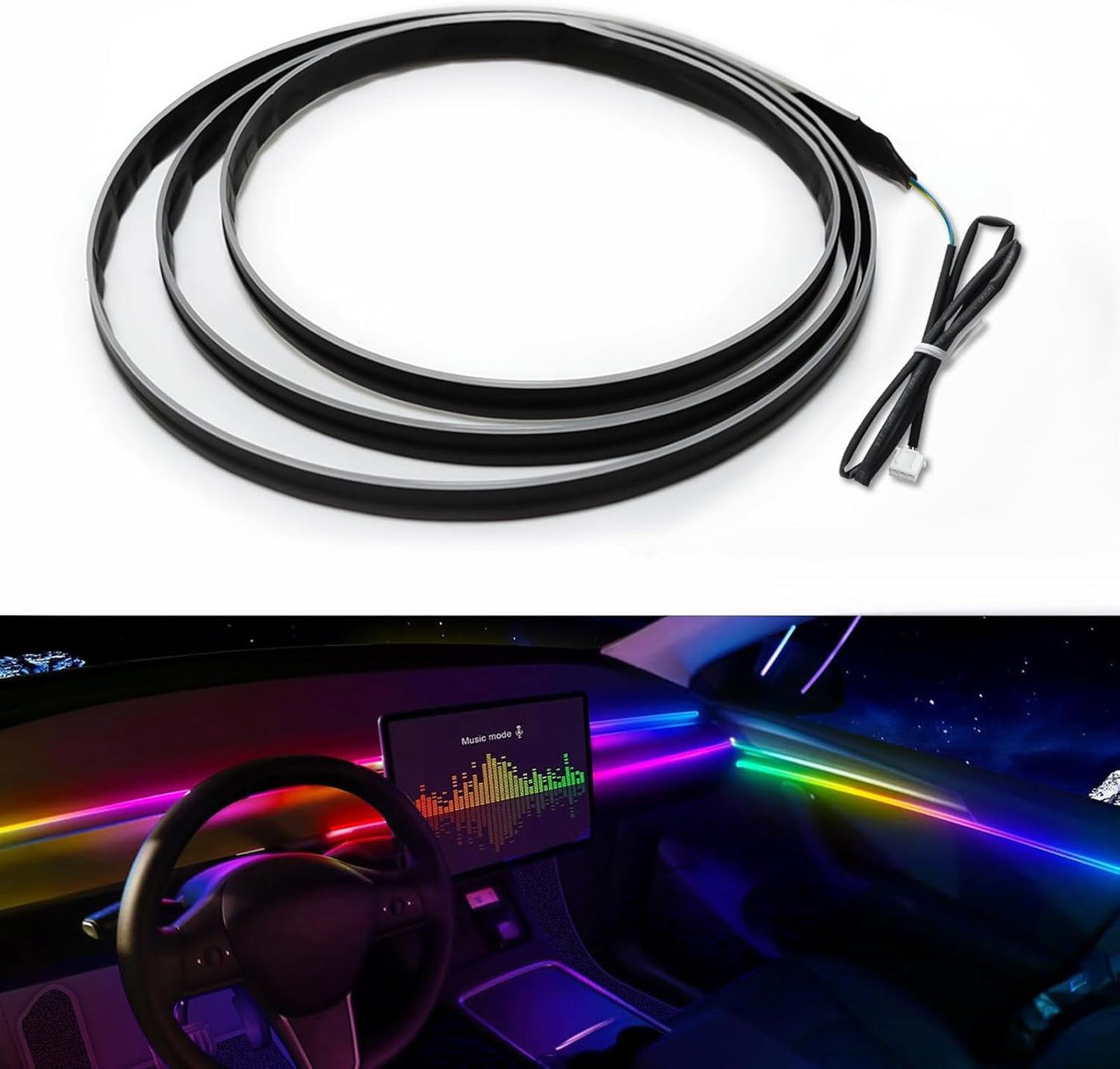 Dreamcolor Acrylic Interior Car LED Strip Light 43-inch, which fit for dreamcolor Main Controller Module and Sub-Controller Module kit (not Including) of The LED LAMP APP