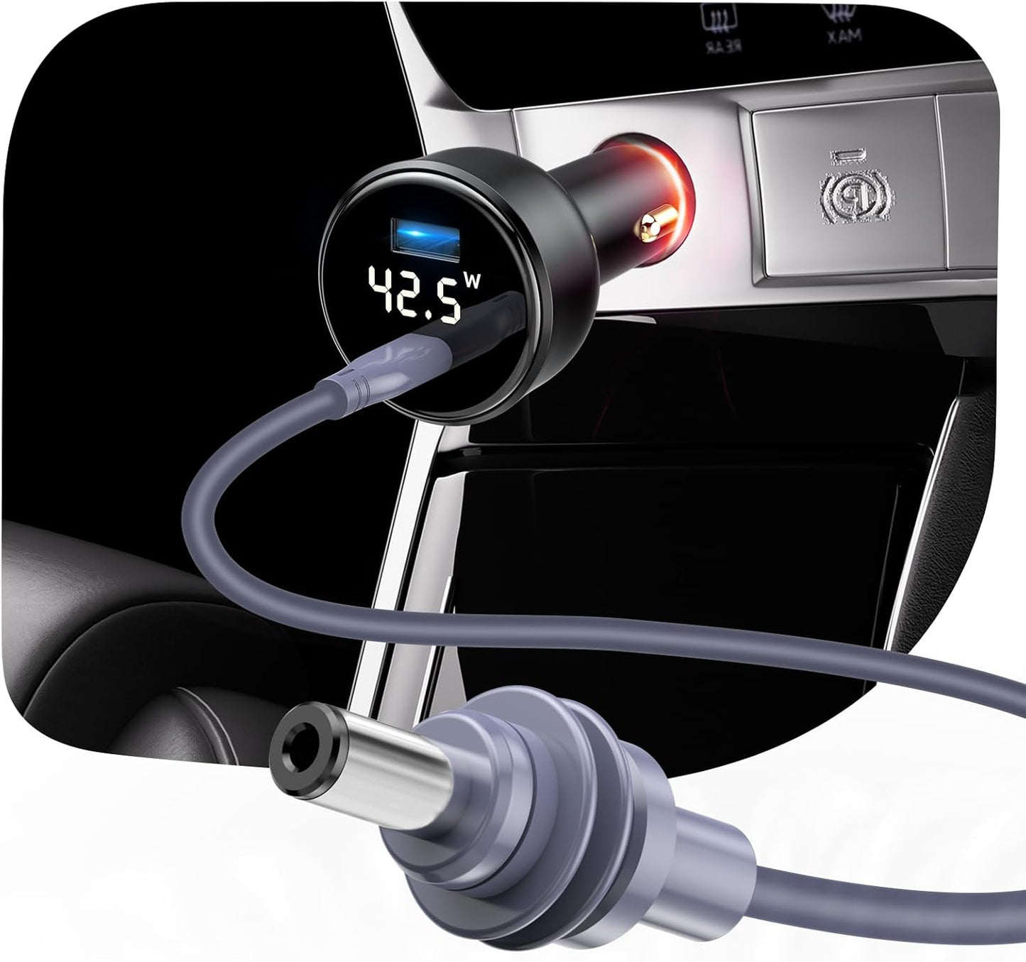 EDUP Starlink Mini Car Adapter DC Power Cable & Starlink Cigarette Lighter Adapter with Digital Display, Waterproof Car Charging Cable,USB A 35W & USB C 65W Ports for Star Link Mini (3M/ 9.8FT)