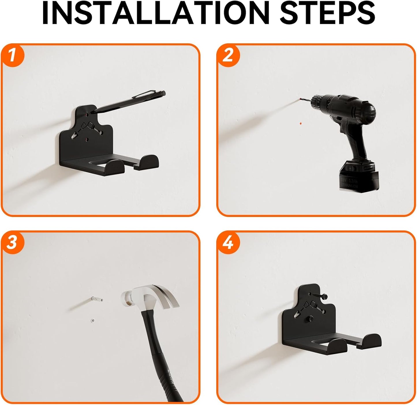 Garage Organization Storage Trimmer Rack, Garden Power Tool Hanger for Grass Trimmer, Hedge Trimmer, Garden Tools, Heavy Duty Weed Whackers Holder Wall Mounted Tool Organizer, 3 Packs