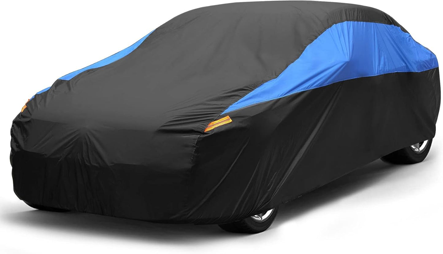 Car Cover Waterproof All Weather,Outdoor Car Cover for Automobiles,Full Exterior Cover Windproof Outdoor car Cover UV/Snow/Hail/Dust Protection Fit Sedan-Length 181" to 190"