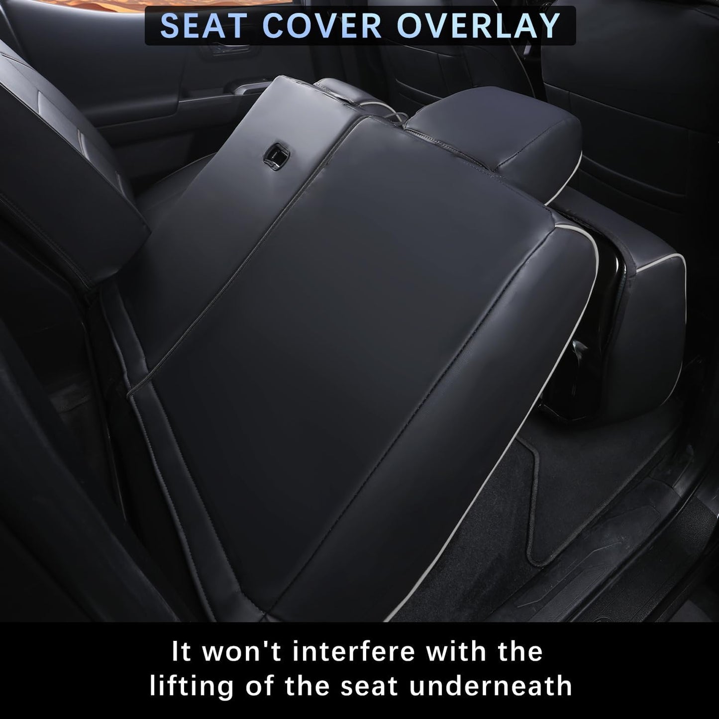 Car Seat Covers Full Set for Toyota Tacoma Double & Crew Cab 2023 2022 2021 2020 2019 2018 2017 2016 Tacoma Interior Accessories Premium Faux Leather Breathable Waterproof (Black+Gray)