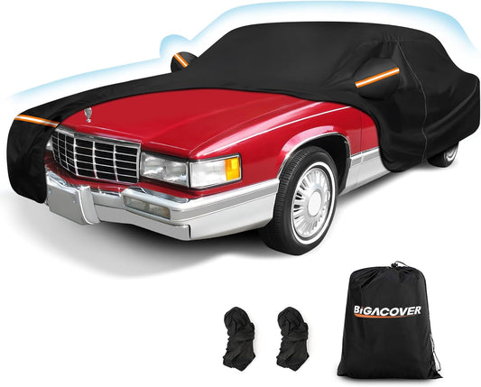 Car Cover for Cadillac Deville 1985-1993 Sedan 4 Door Waterproof All Weather Full Car Cover with Door Zipper Car Covers for Automobiles for Sun Rain Snow Protection