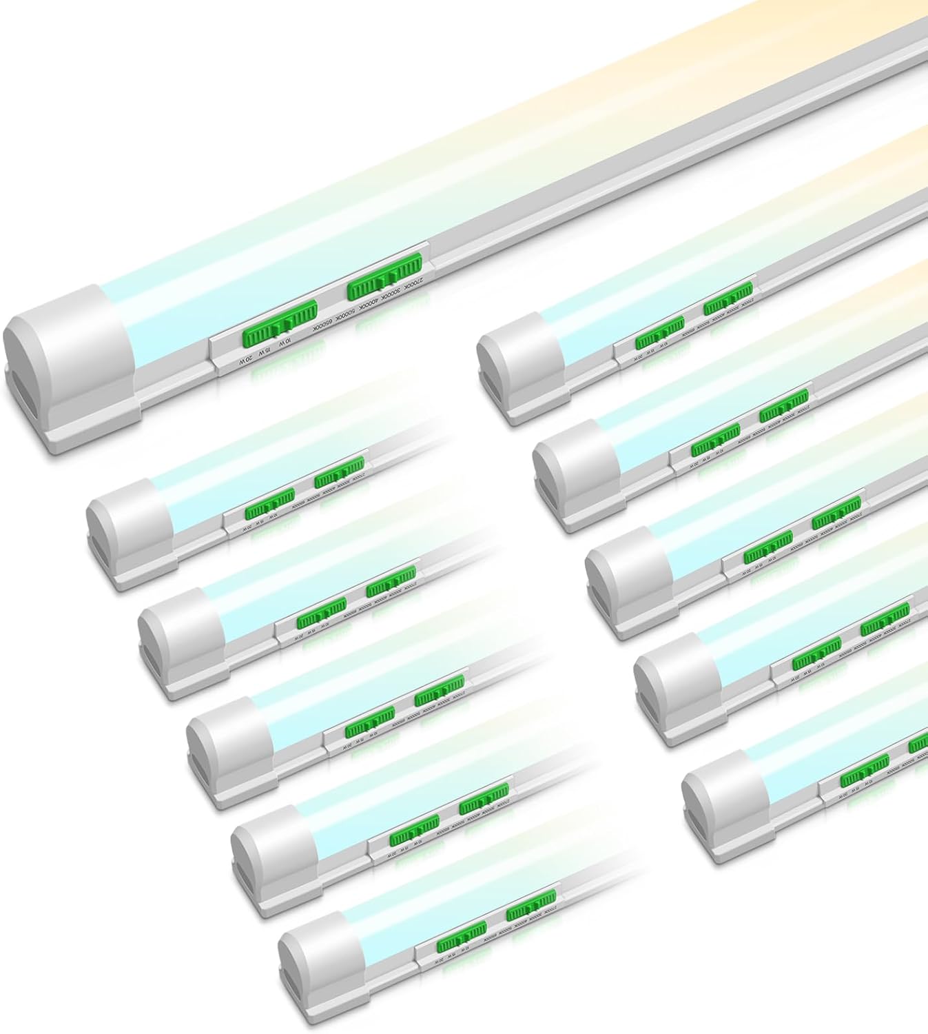 ALUSSO® 4FT LED Shop Lights with 5CCT Selectable for Garage Workshop,2700K/3000K/4000K/5000K/6500K,2100LM,T8 Adjustable Integrated Single Fixture,Corded Electric with ON/Off Switch,10 Pack (T8)