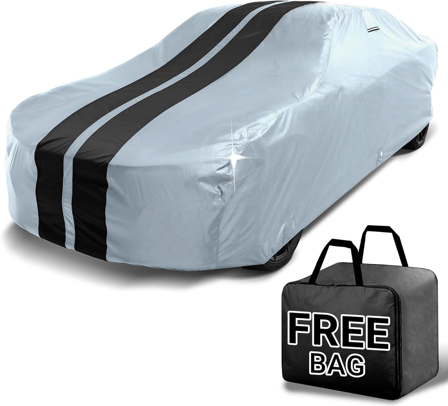 iCarCover Custom Car Cover for Buick Century Wagon (1954-1958) Waterproof All-Weather Rain Snow UV Sun Protector Full Exterior Indoor Outdoor Car Cover (Stripe - Gray/Black)