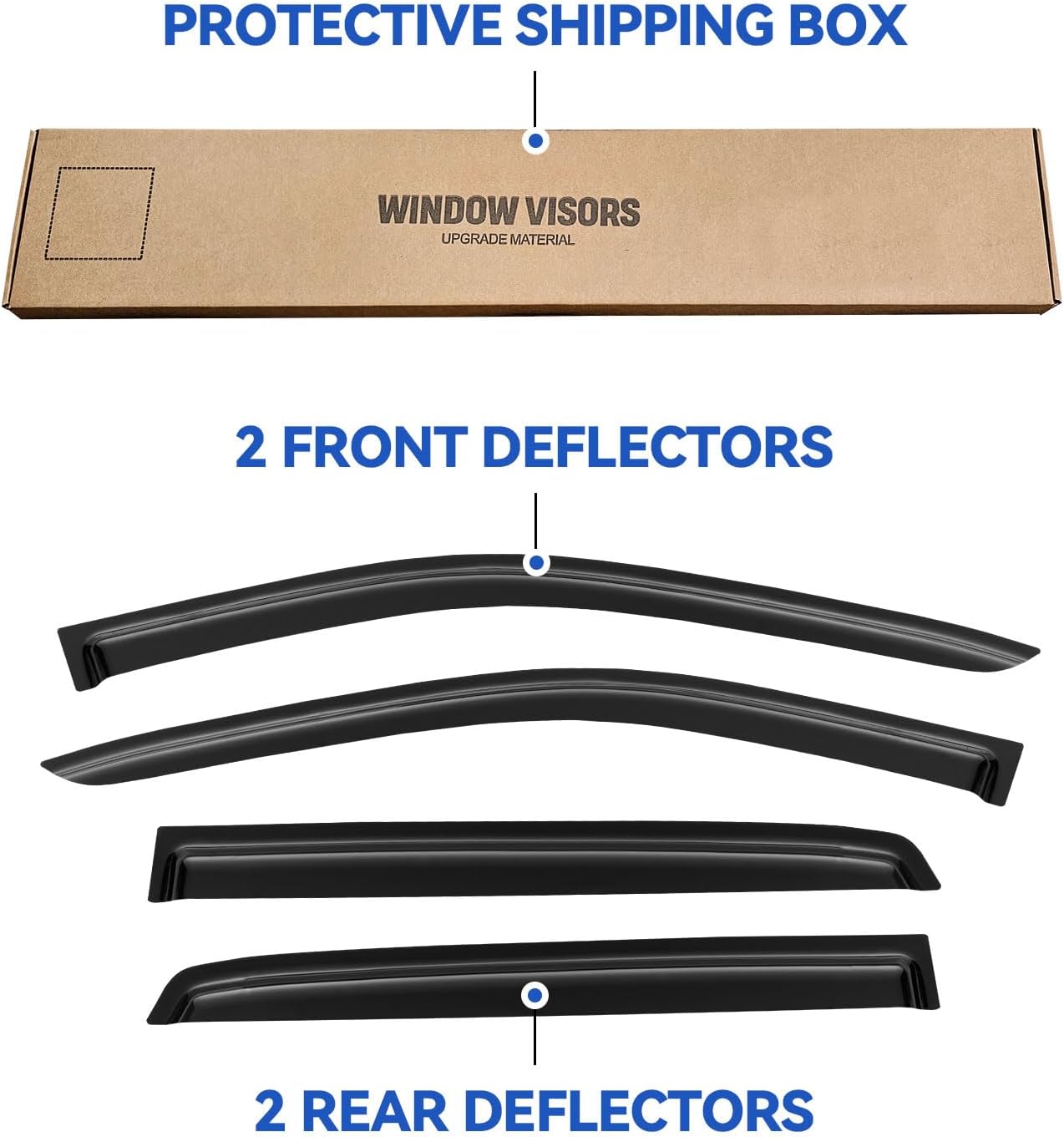 Window Visors Rain Guards for 2019 2020 2021 2022 2023 Ford Ranger Supercrew, Out-Channel Window Vent Wind Deflectors Visors Shades for 19-23 Ranger, for Full-Size Cabs