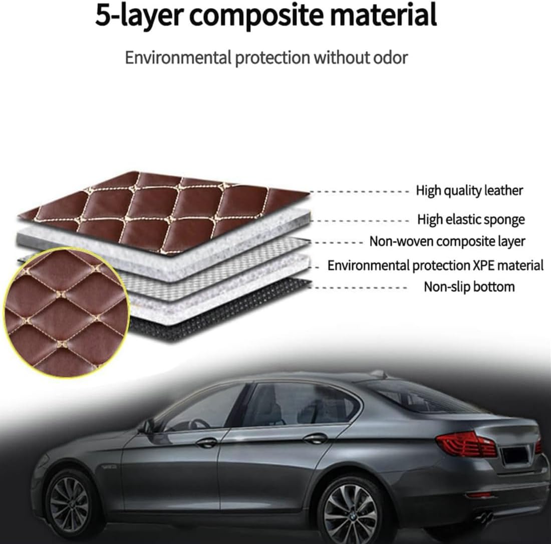 Custom Personalized Floor Mats for Cars，Luxury Full Coverage All Car Floor Mats，Anti-Slip Leather Car Mat Set ，Custom Floor Mats for 99% of Cars, Trucks & SUVs. (Black and Red)