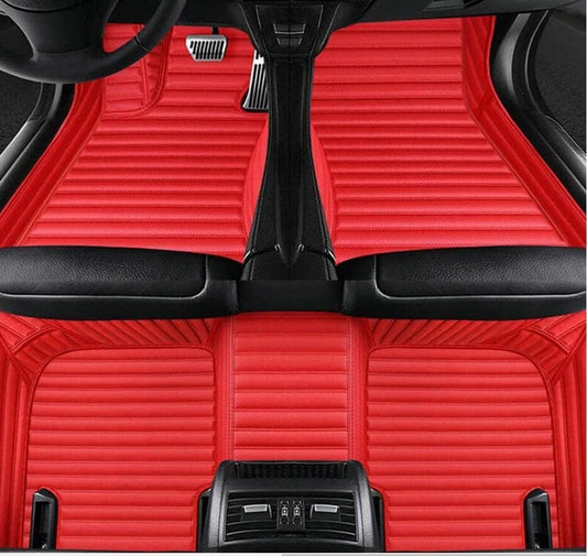 Custom All-Weather Protection Leather Car Floor Mats for Cars Sedan SUV Sports Car Waterproof Floor Mat (3D RED)