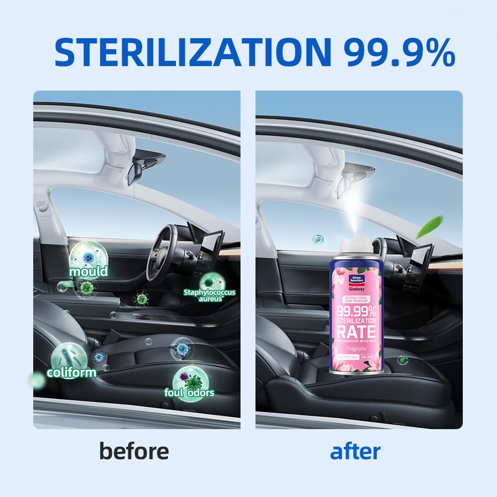 Glodway Whole Car Air Refresher Spray,Odor Eliminator Eliminates Strong Vehicle Odors,Magnolia Scent-6 Ounce Spray Bottle (Plack of 2)