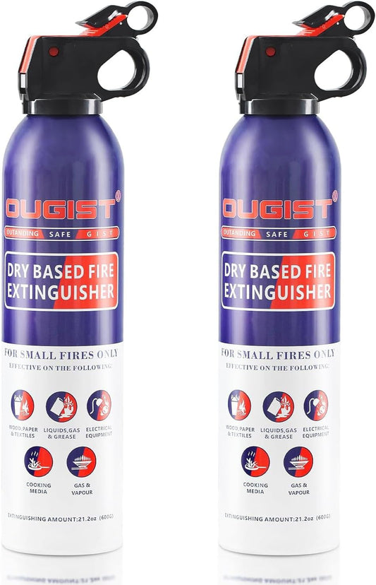 Fire Extinguisher for Home & Vehicle - 600g Fire Extinguisher | Grease & Electrical Fire Extinguisher for Kitchen, Car, Portable (2-Pack)